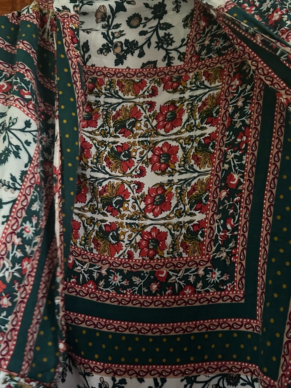 Francesca's Collections Floral Viscose Kimono - Teal & Cream - Picture 3 of 4